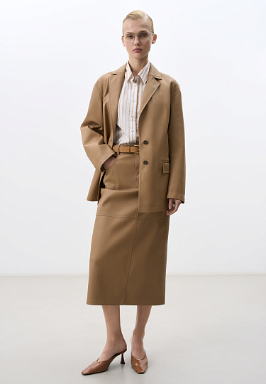 Однобортный жакет из экокожи