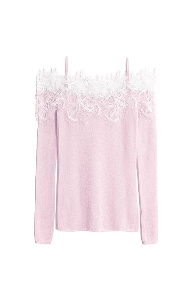 Лонгслив из шерсти мериноса с кружевом