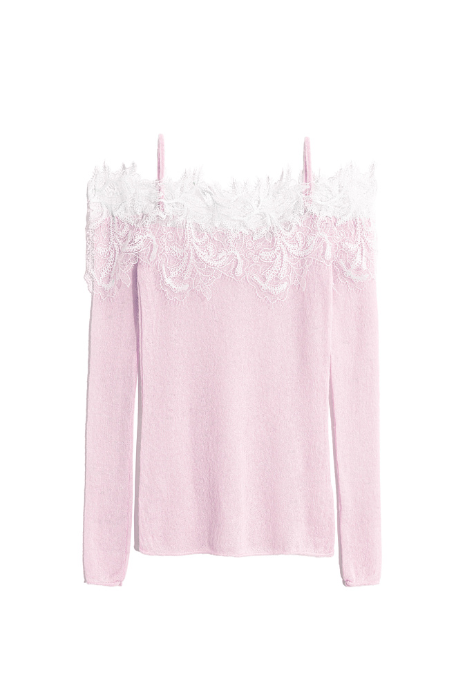 Лонгслив из шерсти мериноса с кружевом