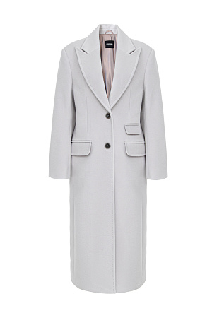 серый Однобортное пальто oversize из смесовой шерсти. Длинные рукава, подплечники. Передние боковые карманы с клапанами. Застежка на пуговицы.