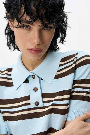 Поло в полоску из вискозы