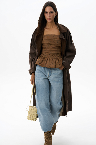 Корсет в горошек с баской 