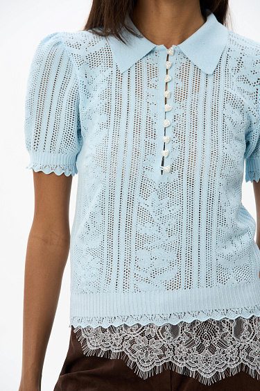 Ажурное поло с пайетками