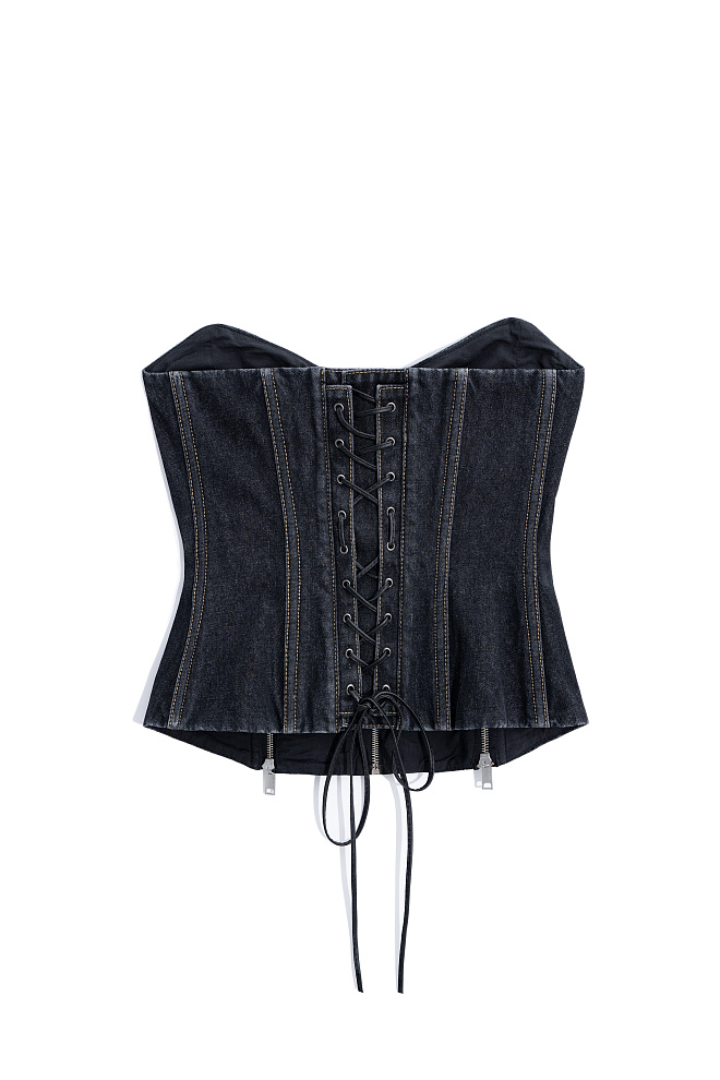 Джинсовый корсет с застежкой на молнию