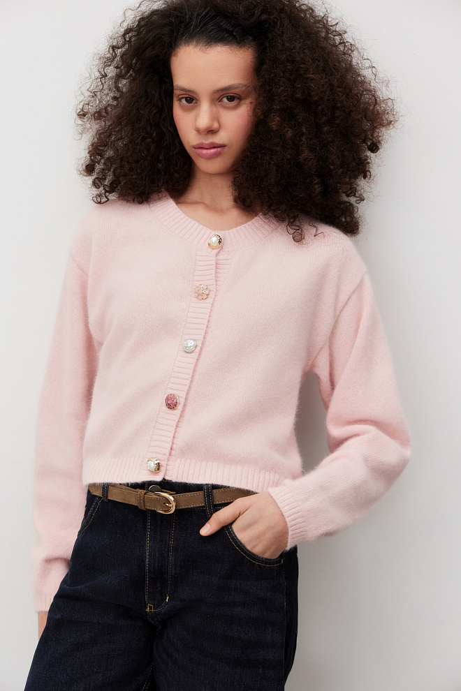 Кардиган из пуха лисы на пуговицах 