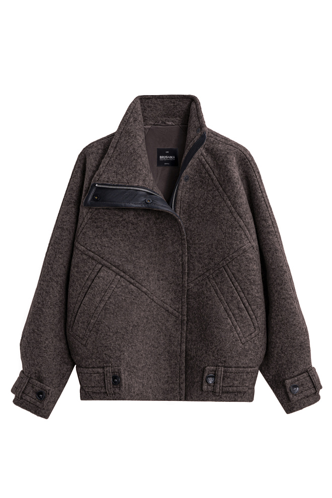 Бомбер из шерсти с воротником-стойкой