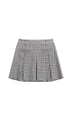 Юбка длины мини в клетку гленчек из шерсти. Модель прямого кроя, с крупными складками, поясом со шлевками для ремня, врезными карманами спереди и застежкой на молнию. Изделие без подкладки.