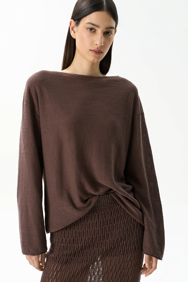 Джемпер из 100% льна с горловиной лодочкой