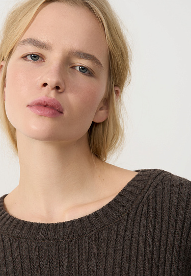 Джемпер из кашемира и шерсти в широкий рубчик