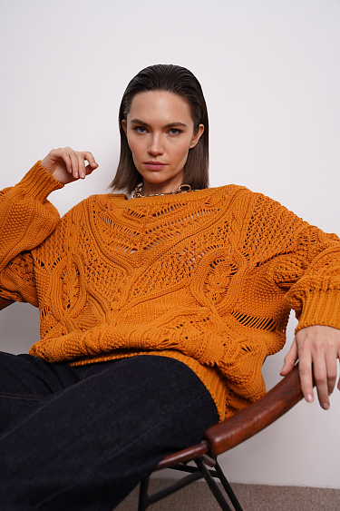 Ажурный джемпер из хлопка