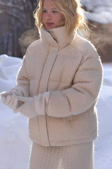 Длинные перчатки из пуха лисы