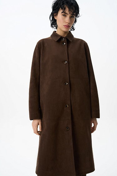 Тренч с отделкой под замшу