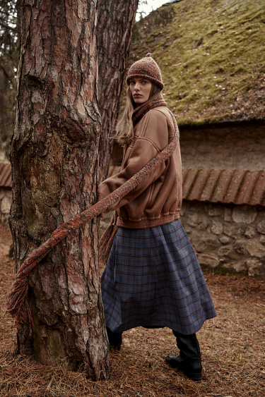 Юбка миди из шерсти в клетку