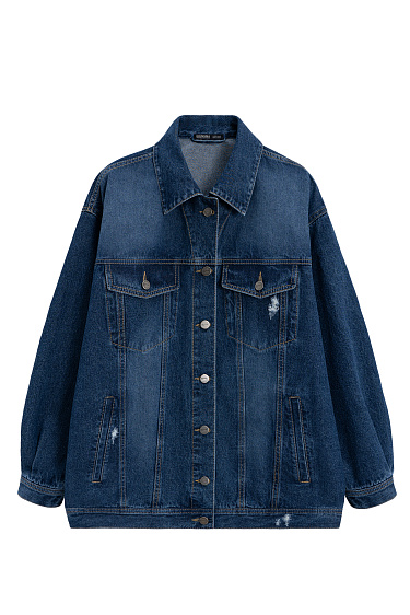 Джинсовый жакет с отложным воротником 
