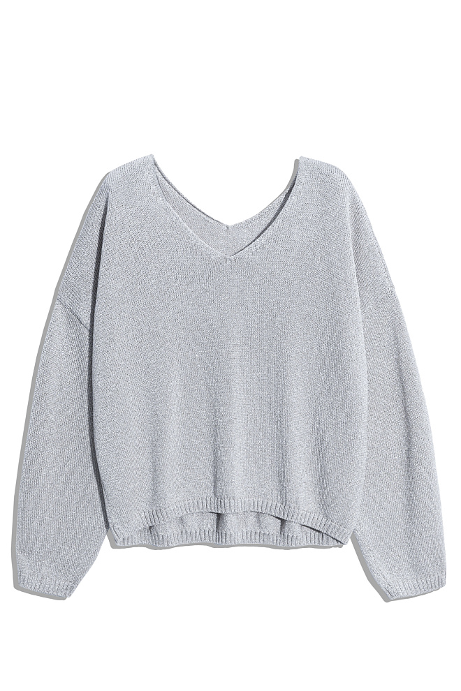 Джемпер из вискозы с люрексом и V-образным вырезом