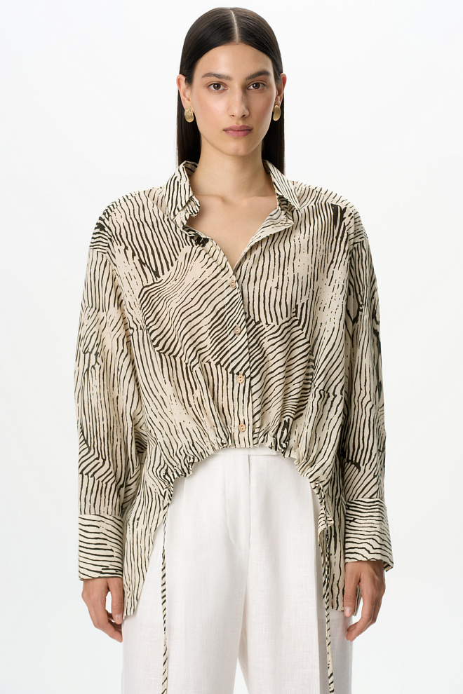 Принтованная рубашка с кулиской