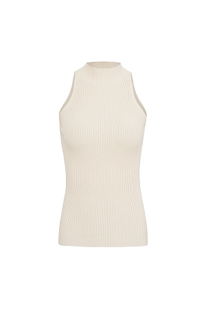 бежевый Трикотажный топ из вискозы с американской проймой.