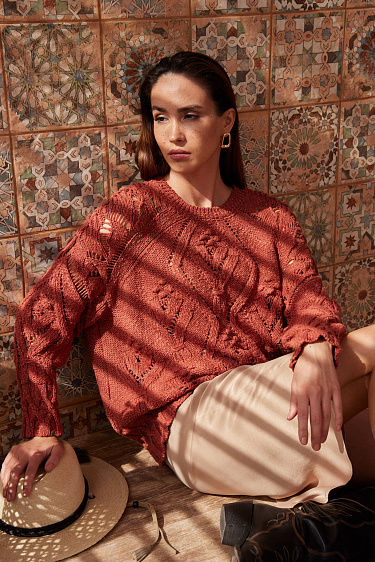 Джемпер из хлопка и льна