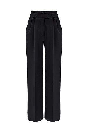 черный Классические брюки палаццо из вискозы. Модель прямого кроя с потайной застежкой на молнию. 