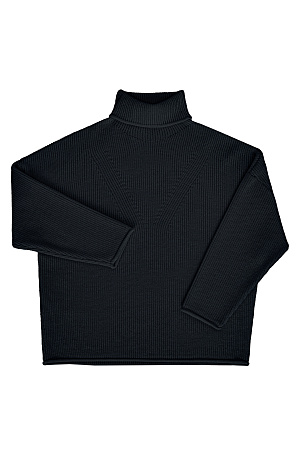 черный Трикотажный джемпер с высоким воротом. Модель свободного силуэта со спущенной линией плеча и декоративными сбавками.