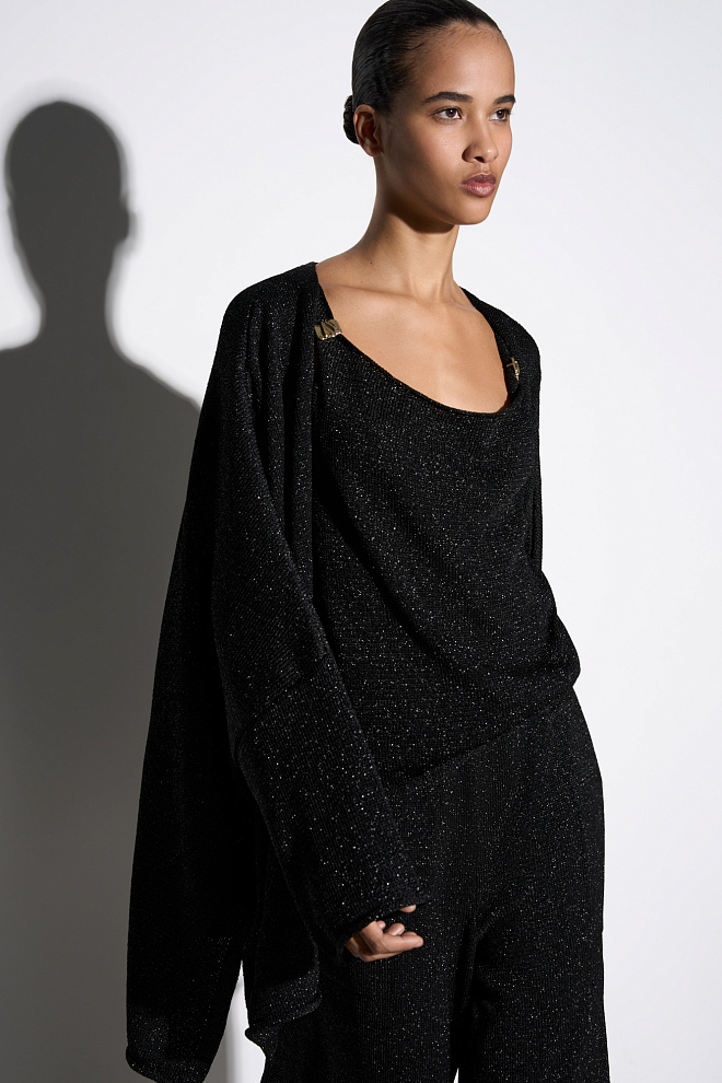 Топ с люрексом и декоративными перемычками