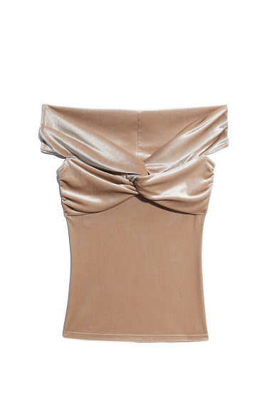 Бархатный топ с перекрутом на груди