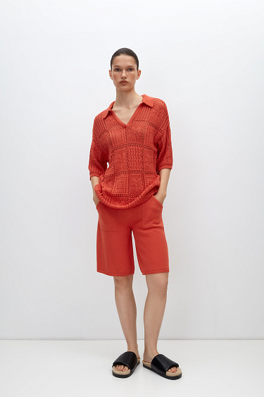 Трикотажная футболка поло в стиле пэчворк