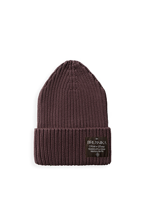 коричневый Трикотажная шапка из 100% хлопка. Модель с высоким отворотом. 