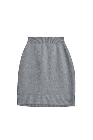 серый Трикотажная юбка длины мини из шерсти с добавлением кашемира. Модель по фигуре с эластичным поясом на резинке.