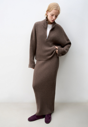 Юбка в рубчик из кашемира и шерсти